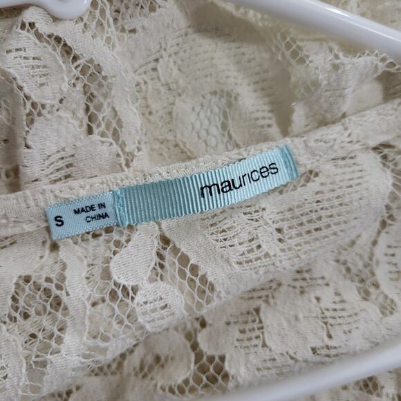 Maurices Lace Cardigan Womens Size Small Cream Floral Sheer Cottage Fairy Boho - Picture 3 of 12